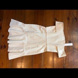 NWT n/nicholas women’s white ponti off shoulder mini dress